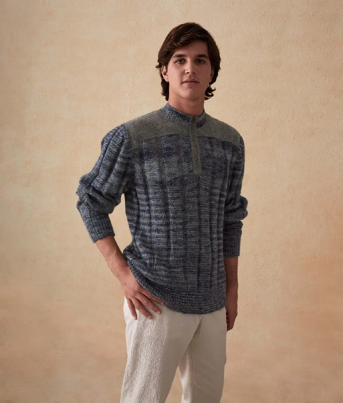 men's performance polo shirt with UV protection Men's Half-Zipped Ribbed Sweater