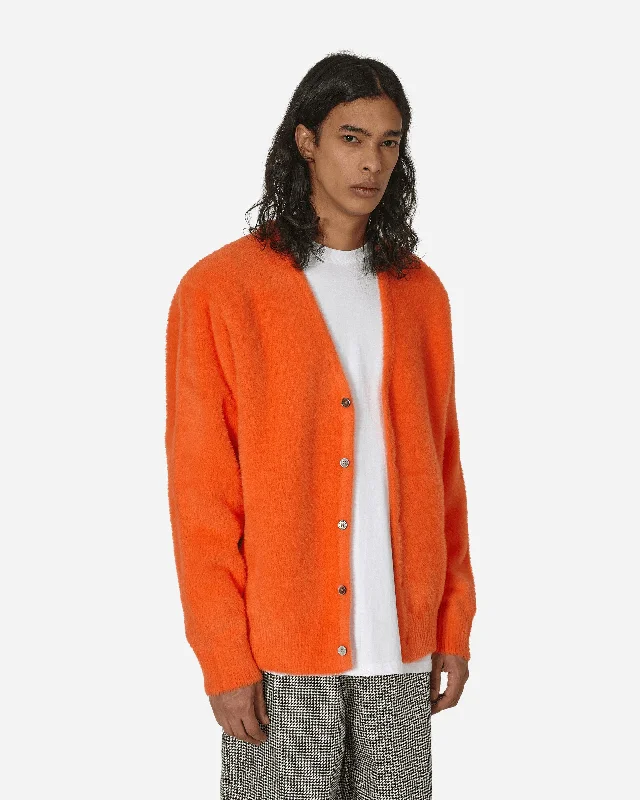 men's pullover hoodie in grey Shaggy Cardigan Orange