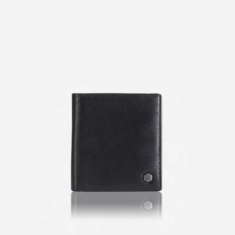 Slim Bifold Card Holder With Coin, Soft Black