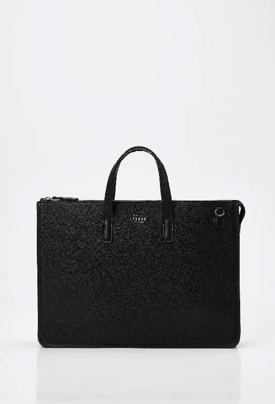 Black Leather Slim Briefcase