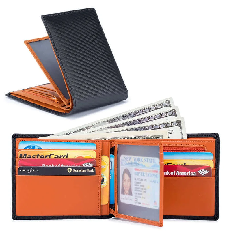 Carbon Fiber Leather RFID Short Wallet