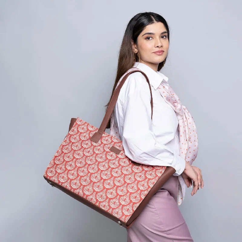 Chanderi Phool Office Tote Bag