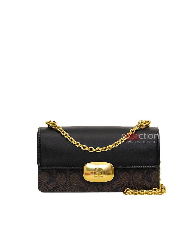 Coach Eliza Flap Crossbody In Signature Brown Black