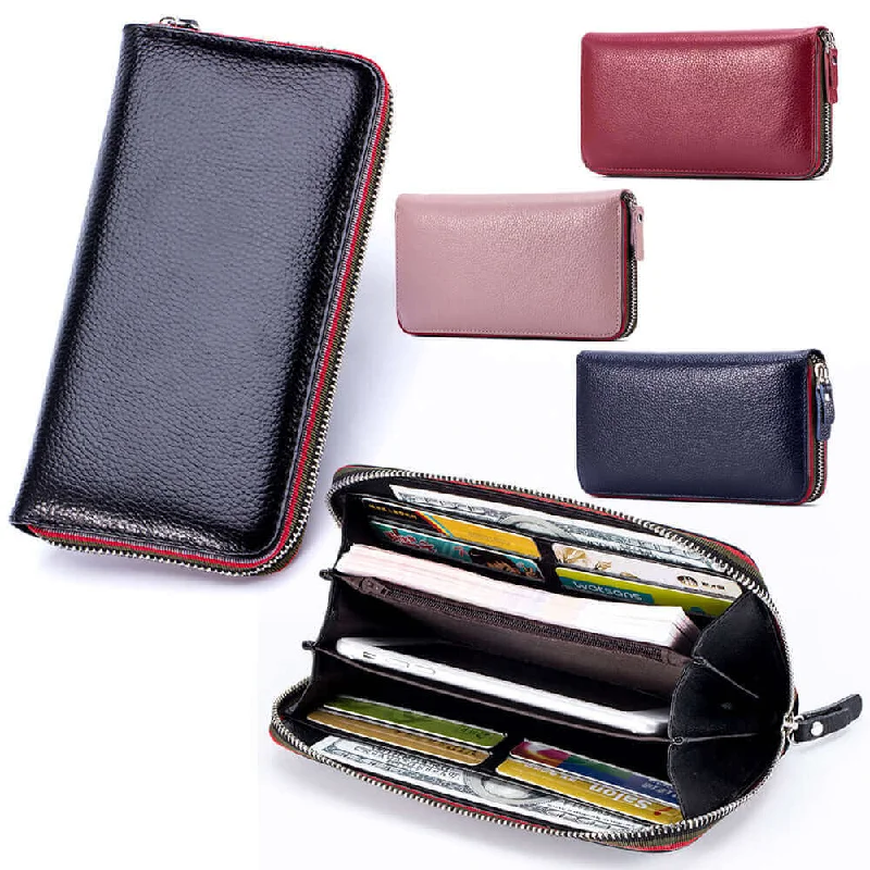 Colorful Woven Edge Leather Long Wallet