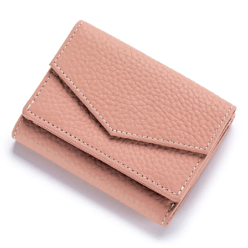 Compact Leather Tri-fold Wallet with Coin Pocket