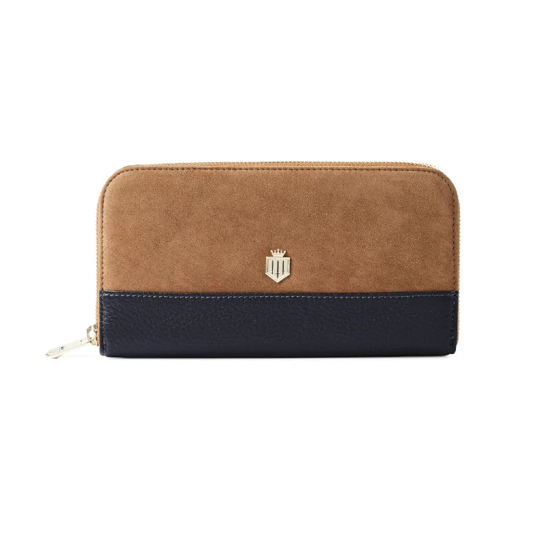 Fairfax & Favor Salisbury Leather and Suede Purse - Tan/Navy