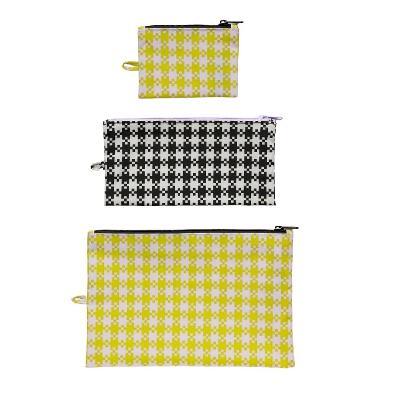 Flat Pouch Set (Black Pistachio Pixel Gingham)