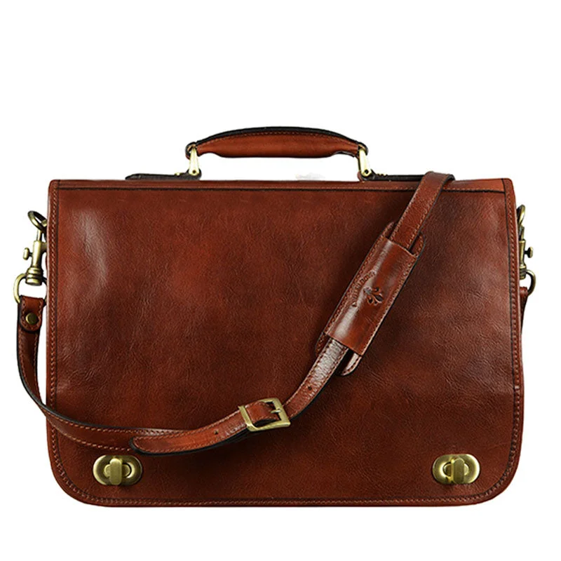 Leather Briefcase Laptop Bag - Illusions