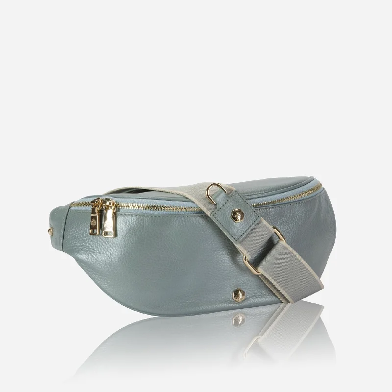 Geneva Ladies Leather Waist Bag, Sky Blue