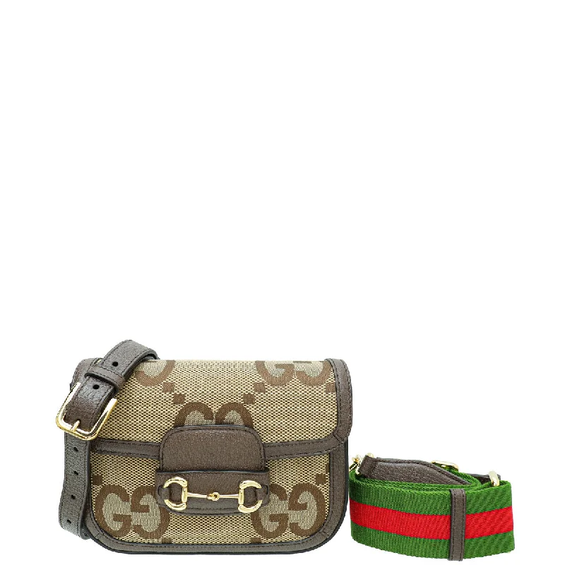 Gucci Bicolor Jumbo GG Horsebit 1955 Mini Shoulder Bag