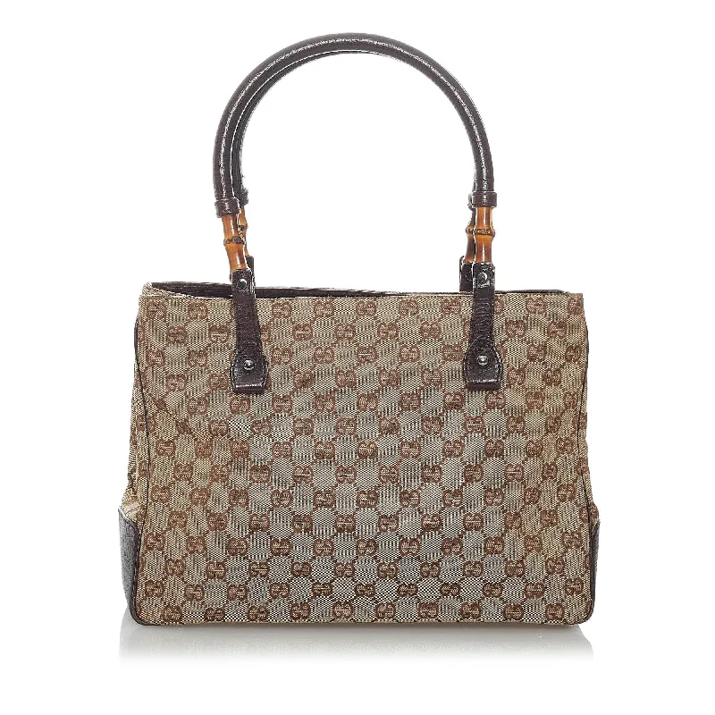 Gucci GG Canvas Bamboo Handbag