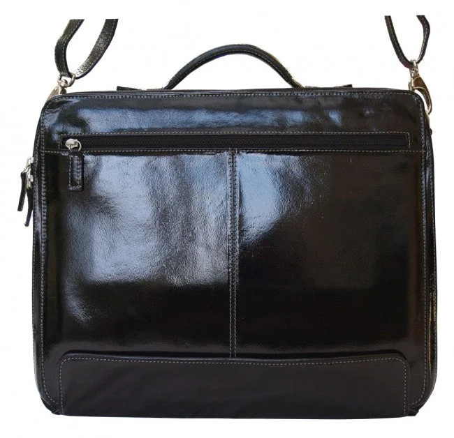 HIDEONLINE PATENT REAL LEATHER BLACK 15"" LAPTOP CASE