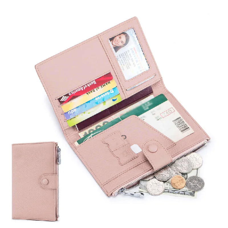 Ladies RFID Leather Passport Wallet – Stylish & Practical