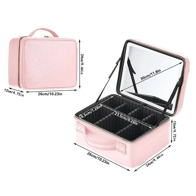 Illuminate Your Beauty: Large Capacity Cosmetic Bag with LED Mirror