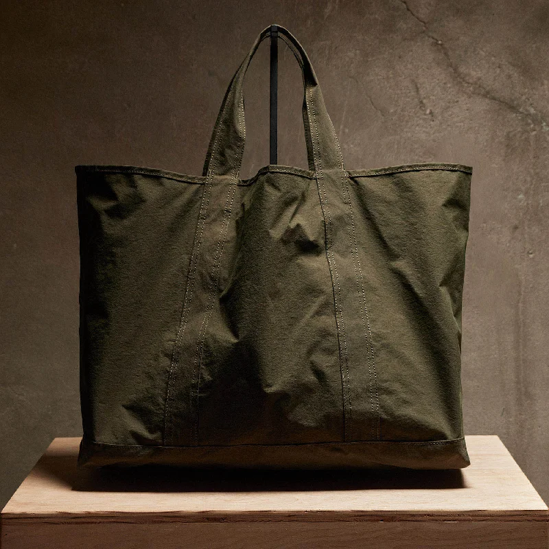 Large Matte Nylon Tote - Olive