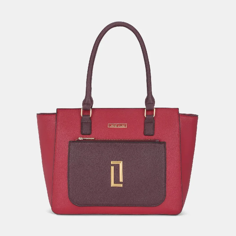 Lavie Luxe Kyle Red Large Women's Tote Handbag