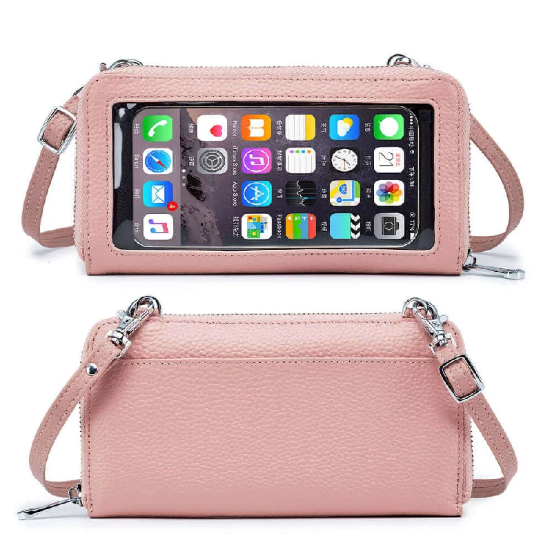 Versatile Leather Touch Screen Mobile Phone Crossbody Wallet