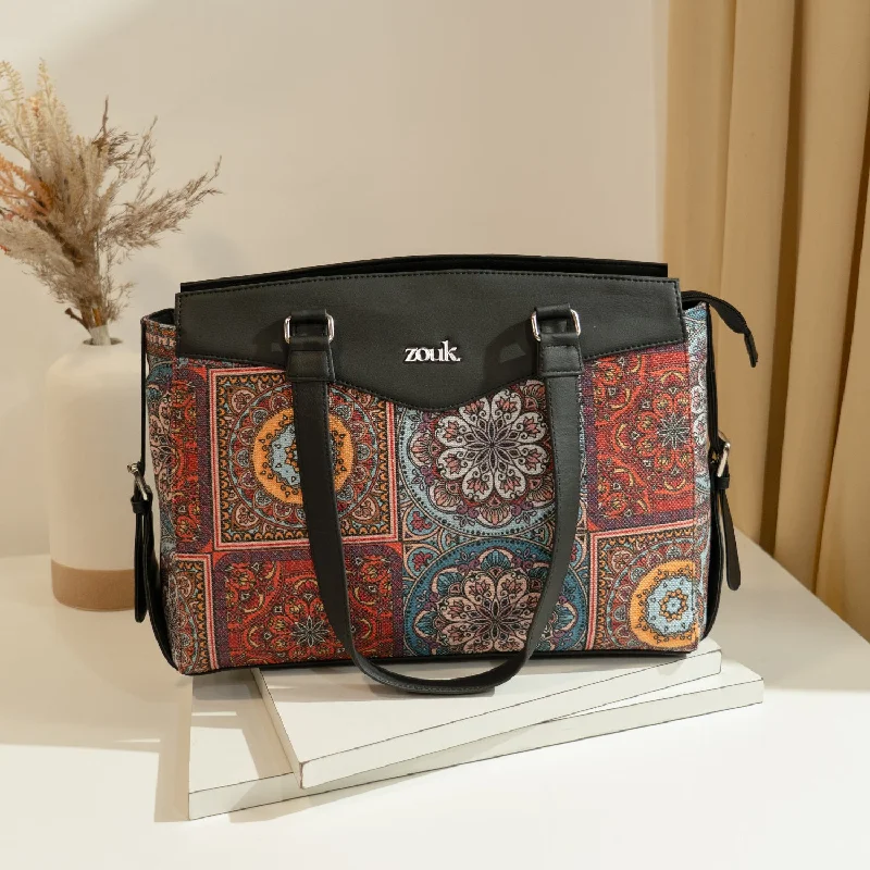 Multicolor Mandala Print Women's Work Bag