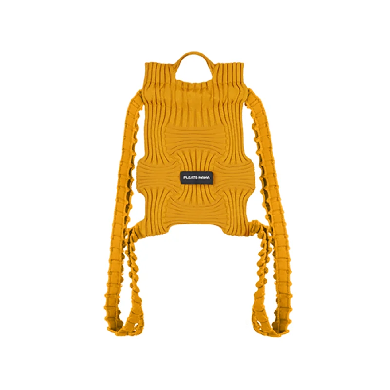 PLEATSMAMA PM22ZWMK010 Mini Bow Backpack-Mustard