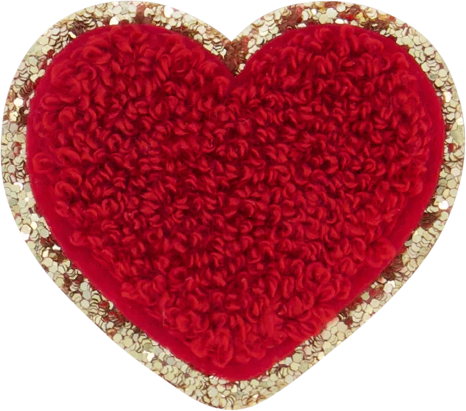 Ruby Glitter Varsity Heart Patch