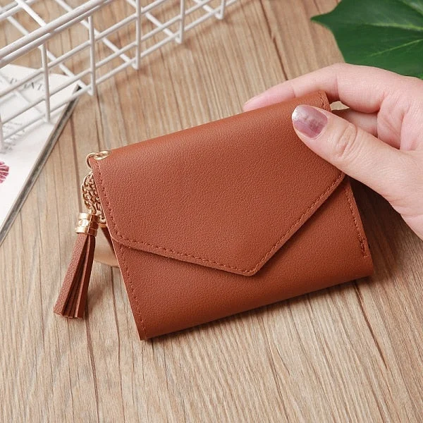 Short Wallet Women Wallets Cute Love Tassel Fashion Hasp Coin Purse Card Holder Female Clutch Money Bag PU Leather Lady Purses