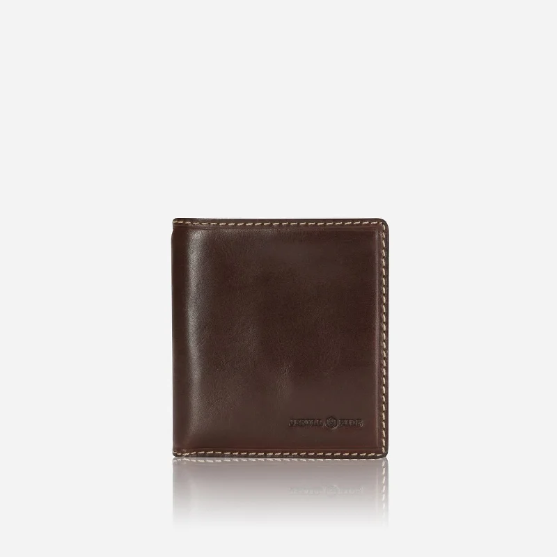 Slim Bifold Card Holder With Coin, Mocha