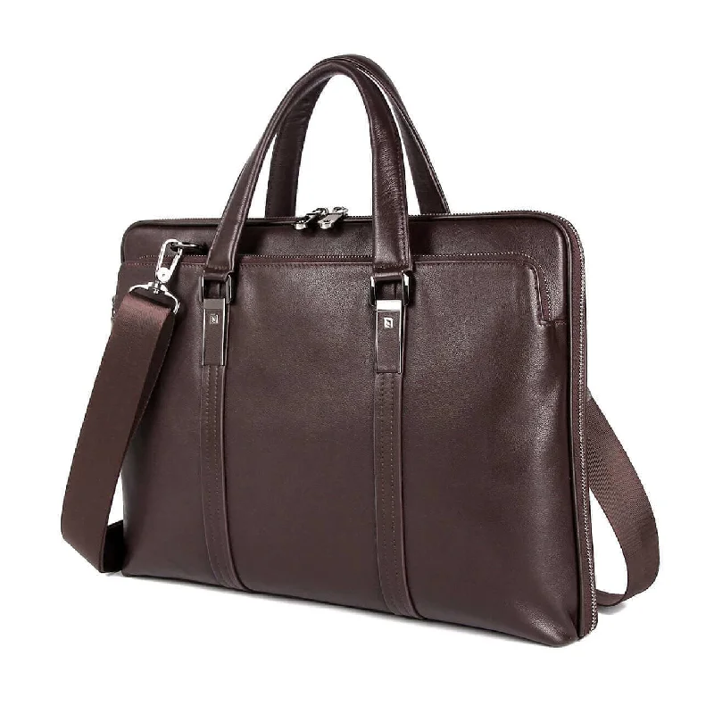 Slim Genuine Leather Work Laptop Briefcase