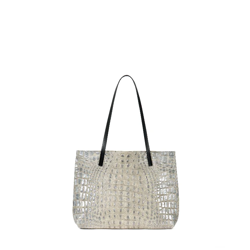 STRAPPY DAY BAG PLATINUM STONE EMBOSSED CROC