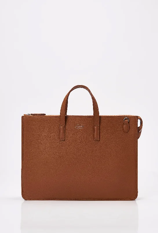 Tan Leather Slim Briefcase