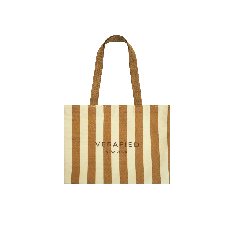 VERAFIED Striped Canvas Tote Bag