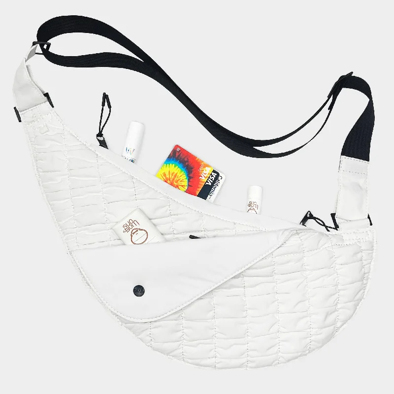 White Quilted Nylon Half Sash Bag