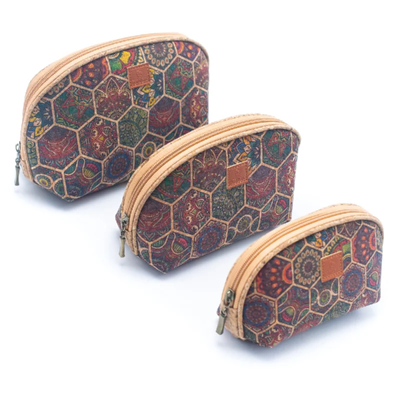 Luxury Women's 3-Piece Cork Cosmetic Bag Set BAGD-329