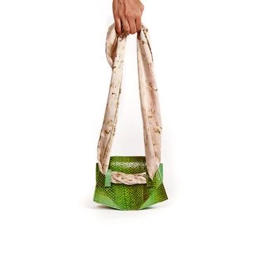 Petite Laia Belt Fish Leather Bag in Lime